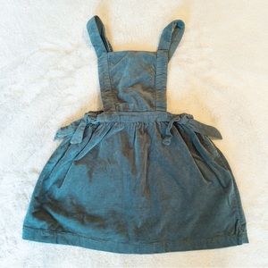 Zara Girls Velvet Corduroy Pinafore Dress Jewel Tone Green Size 4-5 Years